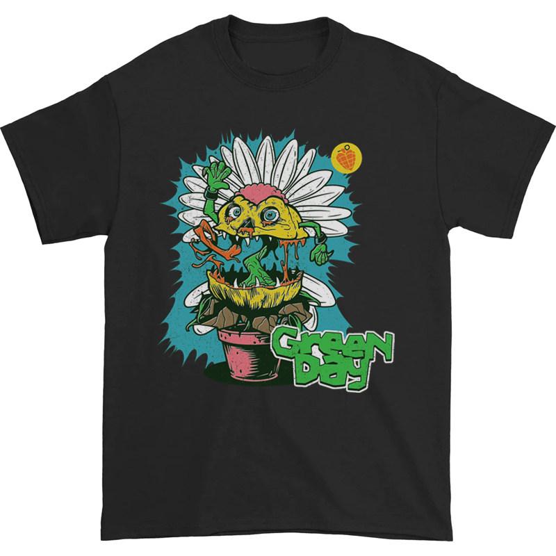 New Green Day Band Illustration Fun Music Album American Retro Punk Loose Mens and Womens Printed Tshirt