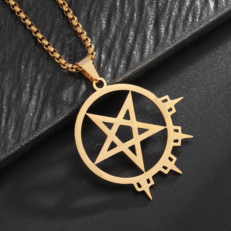 Stainless Steel Trinity Celtic Knot Nordic Rune Pendant Necklace Retro Ethnic Irish Knot Lucky Amulet Jewelry for Men
