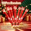 10Pcs Christmas Cartoon 10-Color Retractable Ballpoint Pen,Cute Santa Claus Pattern Journal Pen for Note Taking, Student Stationery Holiday Gift