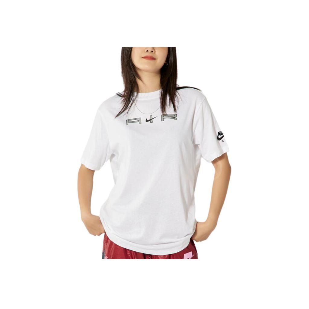 Nike Vzdušné reflexní nápisy Crew Neck Sportovní tričko s krátkým rukávem Dámské topy Bílé DD5432-100
