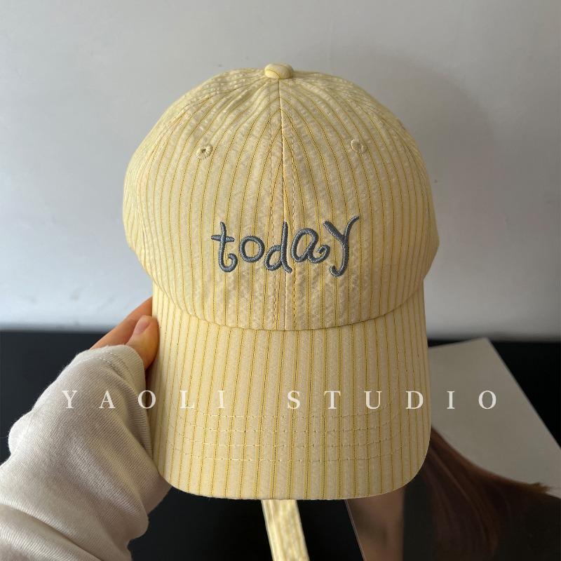 YaI vintage striped today embroidered baseball cap children shading big head circumference showing face small peaked cap men
