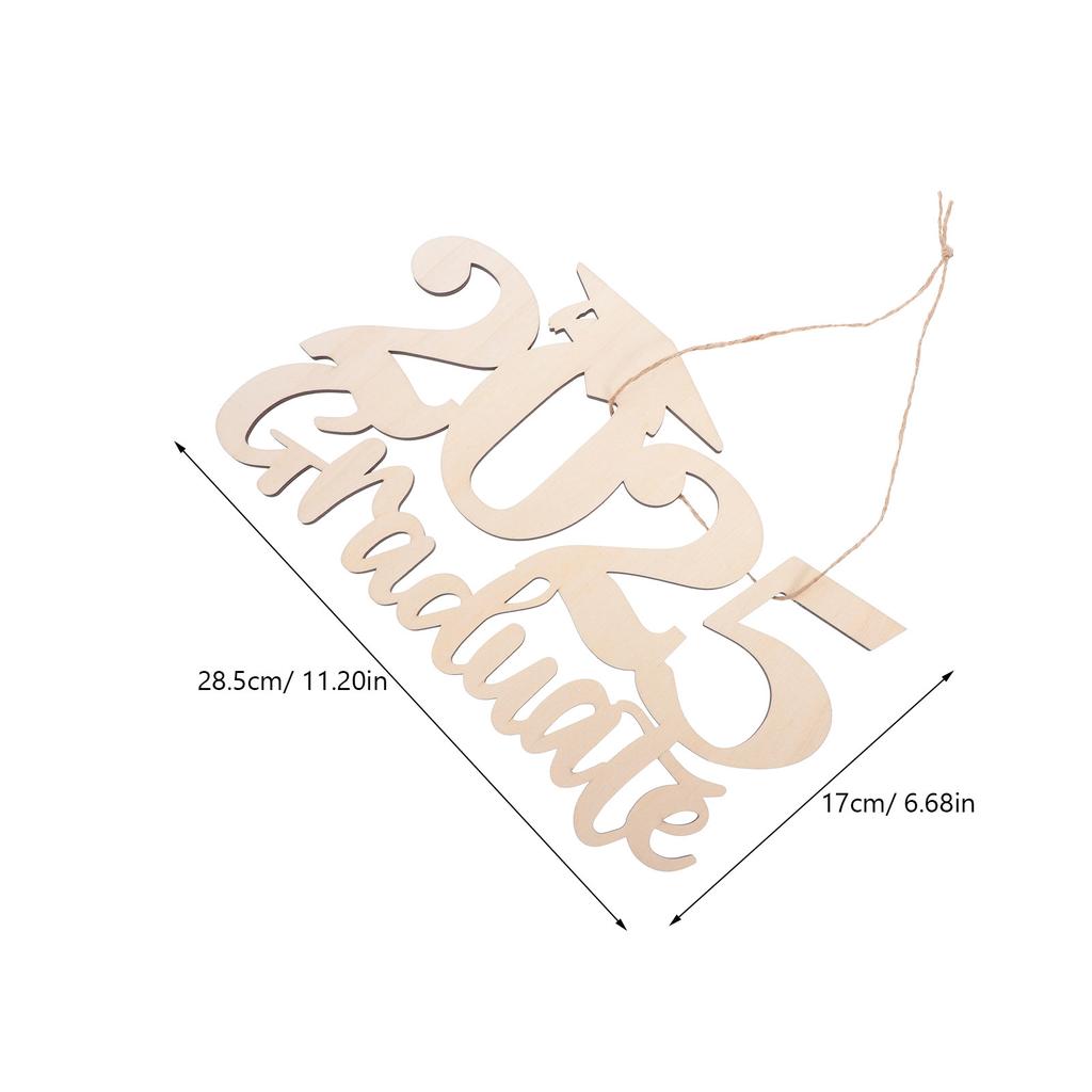Wooden Graduation Ornament Hanging Sign DIY Blank Cutout for Personalization Grad 2025 Photo Booth Door Wall Decor Party