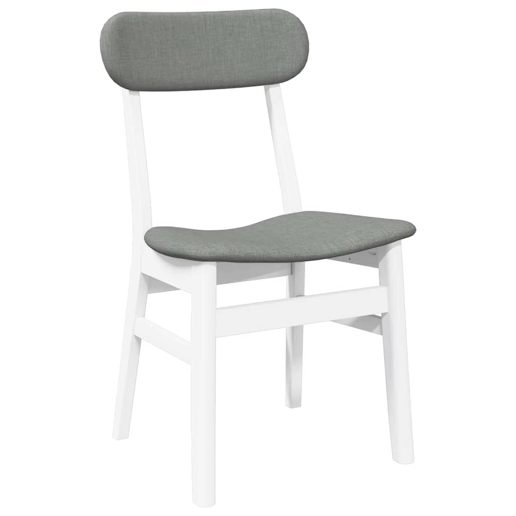 Dining Chairs with Cushions 2 pcs White Solid Rubberwood