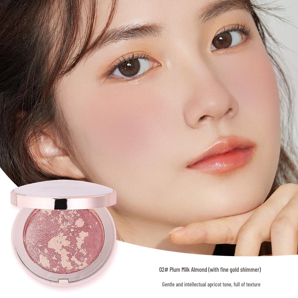 YZS Korean-Style Face Sculpting Baking Blush Palette – Fine Pearlescent Shimmer & Brightening Rouge with Micro-Gold Accents.
