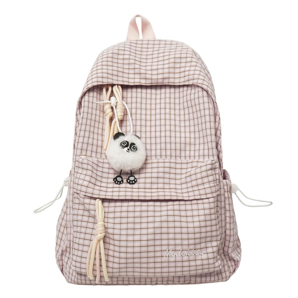 Schoolbag: Korean-style cute plaid backpack, for girls, middle and high school students, large capacity, lightweight, minimalist, INS trendy backpack