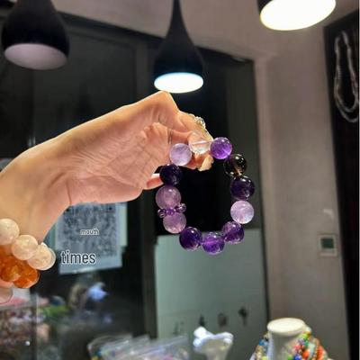 Natural Amethyst and White Crystal Luck Transfer Bracelet - Original Design