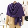 Wool Cashmere Feel Scarf Autumn and Winter Versatile Solid Color Scarf Women's Winter High End Imitation Cashmere Scarf