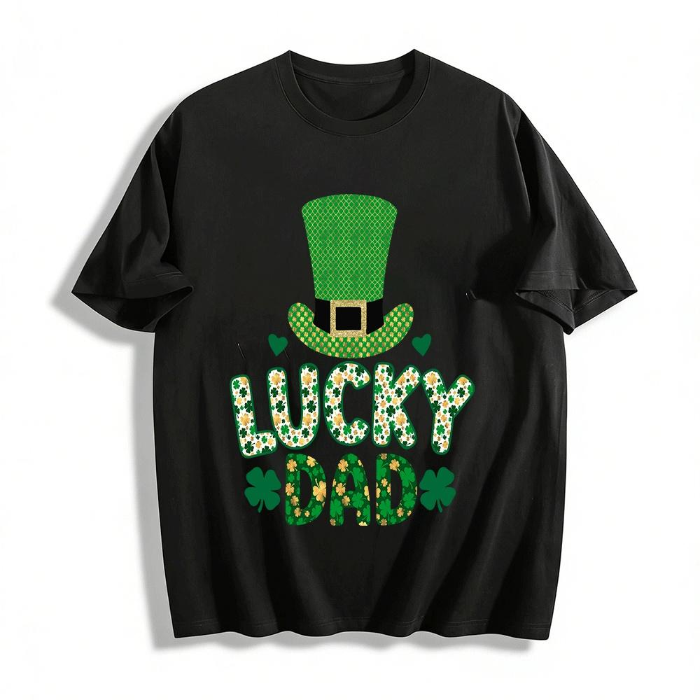 St. Patrick s Day Lucky Dad Print Casual Festive T-Shirt Pure cotton T-shirt XXS