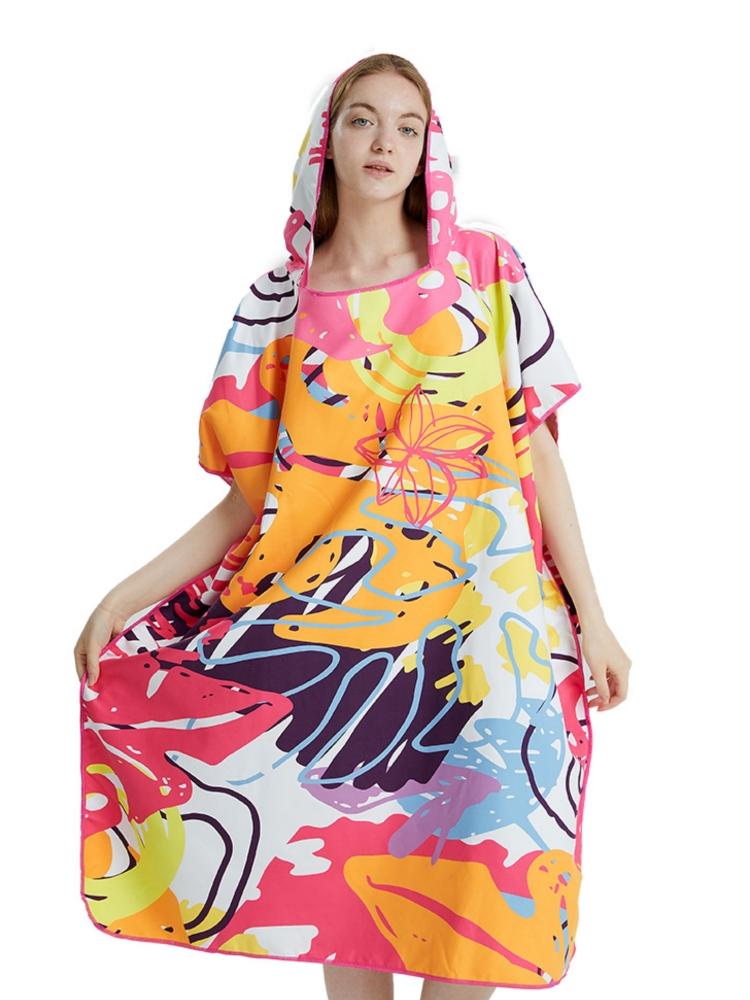 BEPAN Surf Poncho Towel Poncho Quick-Dry Towel Hoodie Microfiber Beach Robe Changing Poncho Swim Towel Beach Poncho For Adults (A19) оранжевый
