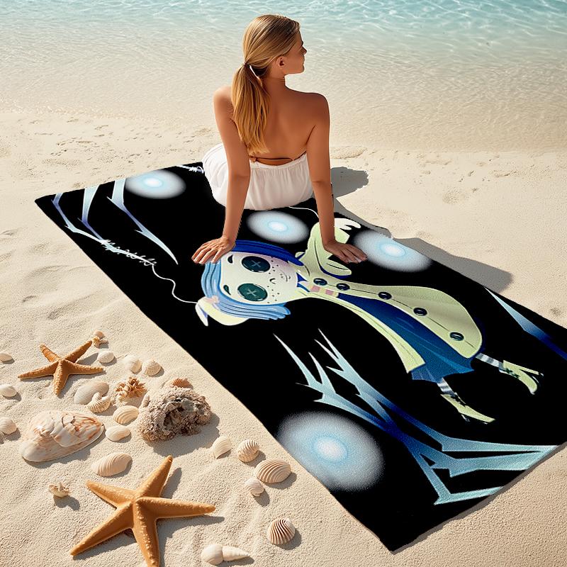 1pc C-Coraline (5) Beach Towel, Comfortable and Thick, and Swimming/Bath/Picnic/Camping Towel, Suitable for Seaside Beaches
