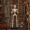 Durable Sunlight Resistant Prop Halloween Swinging Skeleton Decoration, 35" Large Spooky Hanging with Festival Window Wooden Swing for Yard,