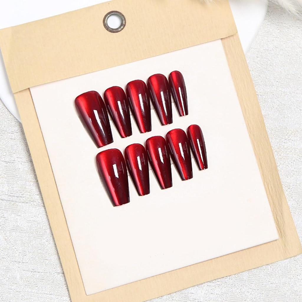 30 Cats Eye Press On Nails Almond/Short Square/Coffin Fake Nails Acrylic False Nails Stick On Nails Glues On Nails Kits