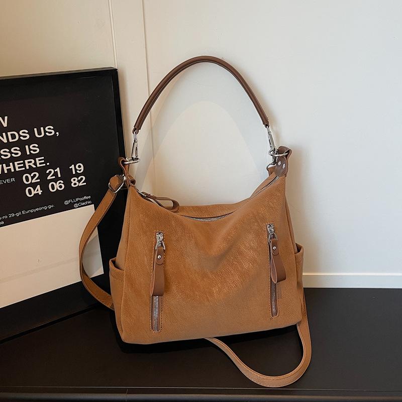 New Large-Capacity Autumn And Winter Maillard Retro Bag Women'S Fashion Casual Commuting Single Shoulder Oblique Span Tote Bag