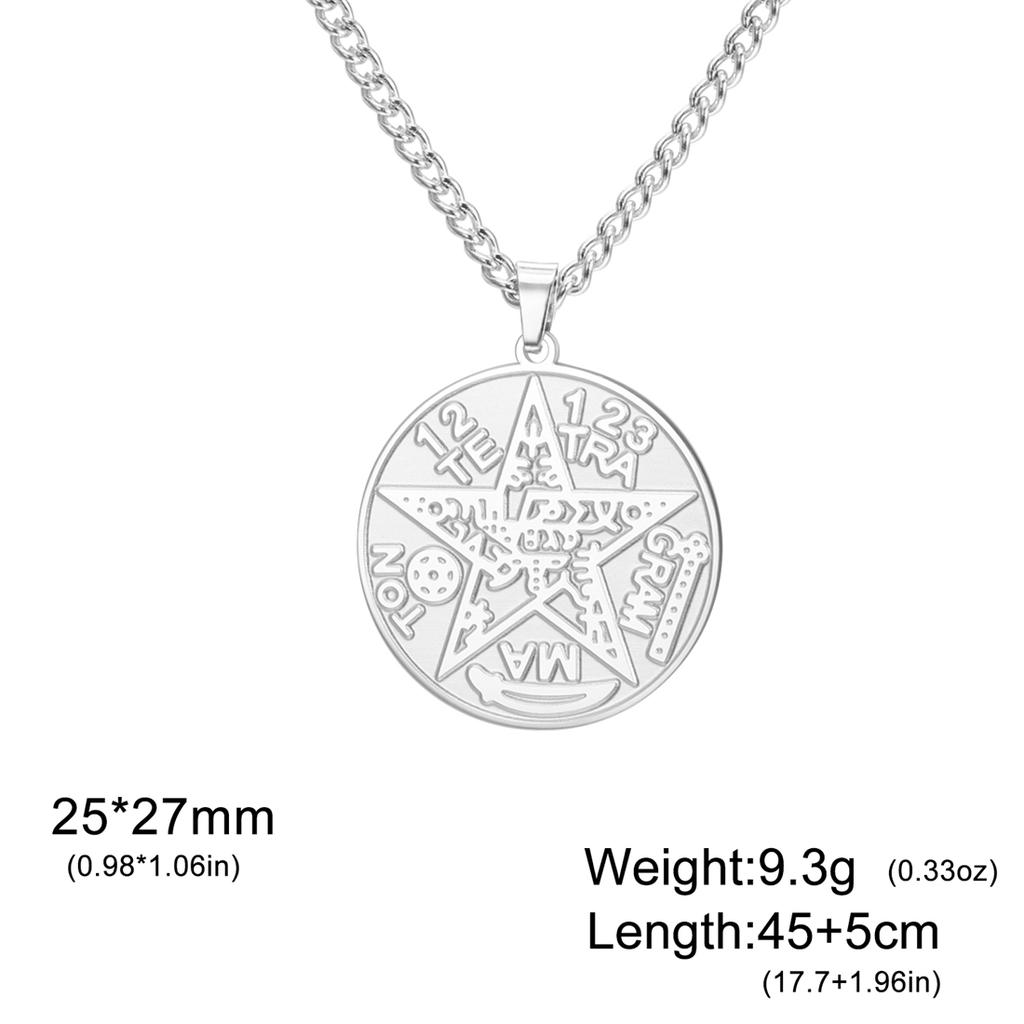 Tetragrammaton Pentagram Necklaces Stainless Steel Vintage Magical God Name Pendant Chain Pentacle Solomon Jewelry Gifts