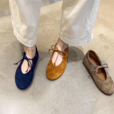Zapatos Planos Mary Janes con Cordones para Mujer Punta Redonda Cómodos Elegantes Bailarinas Damas Lazo Poco Profundos Mocasines Casuales