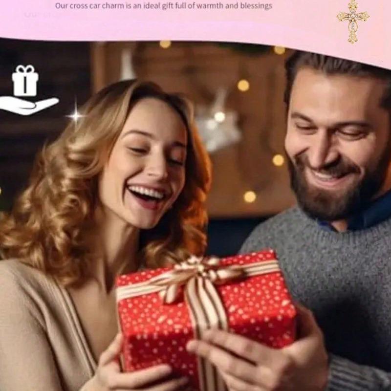 1pc Steering Wheel Decor - With Virgin Mary Pendant And Diamond Cross Steering Wheel Accessory, Multi-Color Options; Catholic Pendant, Car Accessories