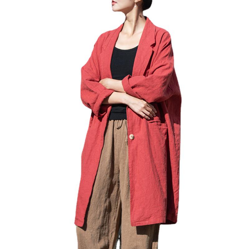 Women's Vintage Cotton-Linen Loose Lapel Shirt - Artistic Casual Style