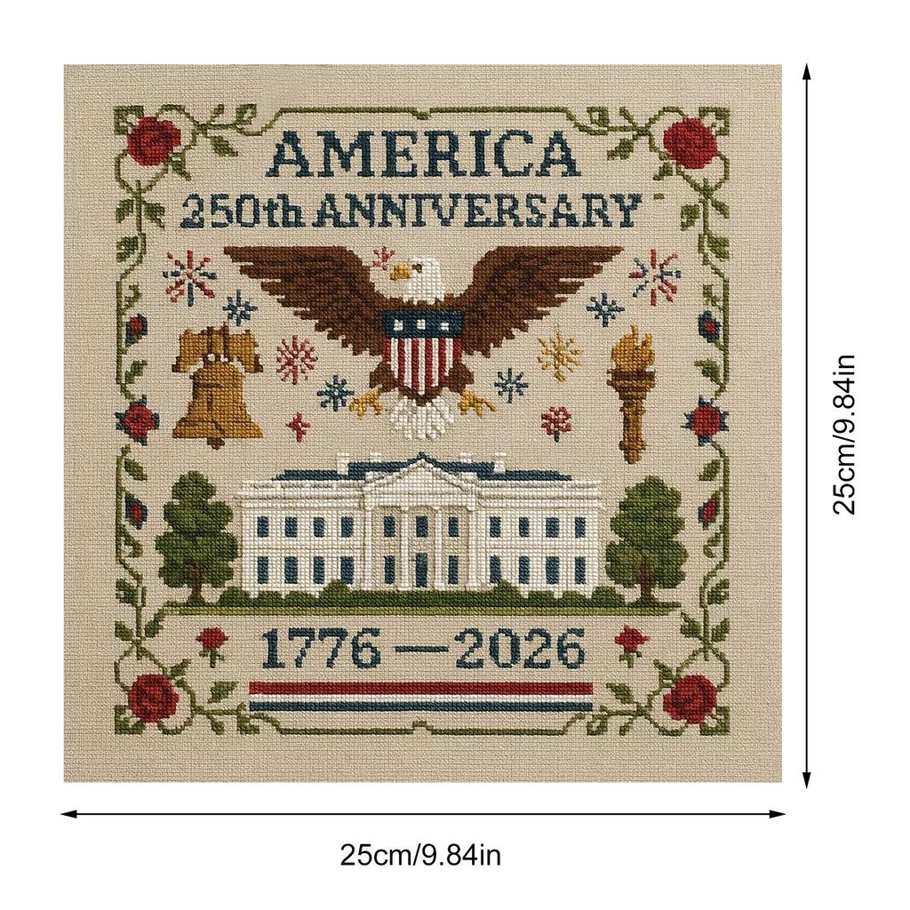 Anniversary of America Counted Embroidery Art Full Embroidery Thread Art Needlework Cotton Embroidery Craft Home Wall Decor