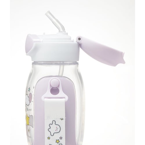 Skater PDSH6DX-A 530ml Children's Water Bottle with Straw, One-Push Operation