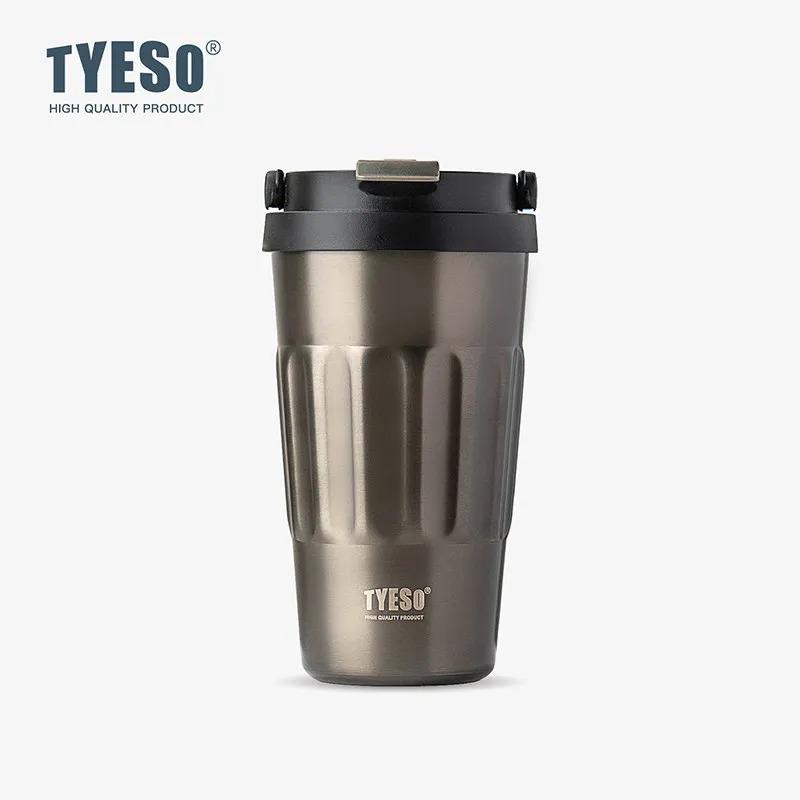 Tyeso 500ml Vintage Stainless Steel Vacuum Insulated Coffee Cup Portable Travel Thermos Mug with Handle Design for Daily Use