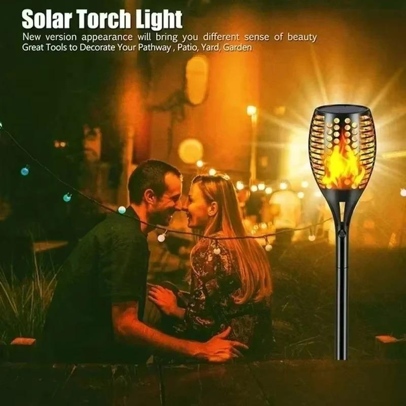 GGbingo Solar Flame Lights LED Torch Flickering Light Waterproof Outdoor Garden Lawn Decor for Yard Patio Path Floor Lamp