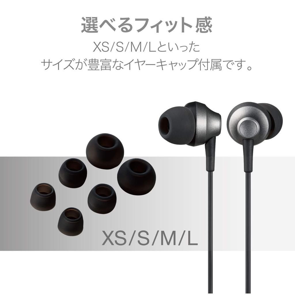 ELECOM Fast Music LFS12C Stereo Earphones, In-Ear Type, Lightning to Microphone, 10.0mm Diameter, Heavy-Duty Cable, Black, EHP-LFS12CMBK, 1.2m