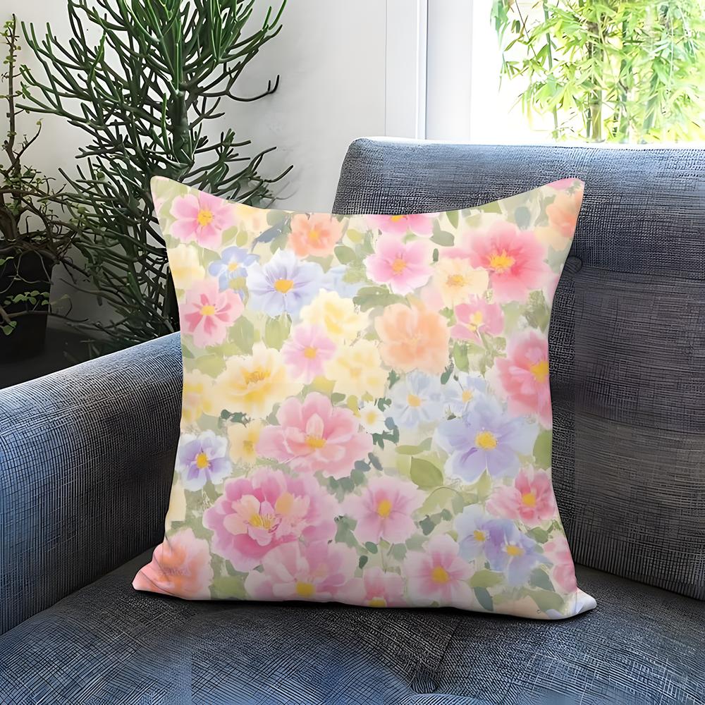 Flowers and plants Cushion Cover Comfortable Reversible Pillow Cover Ideal for Car Sofa Bedroom Beyond