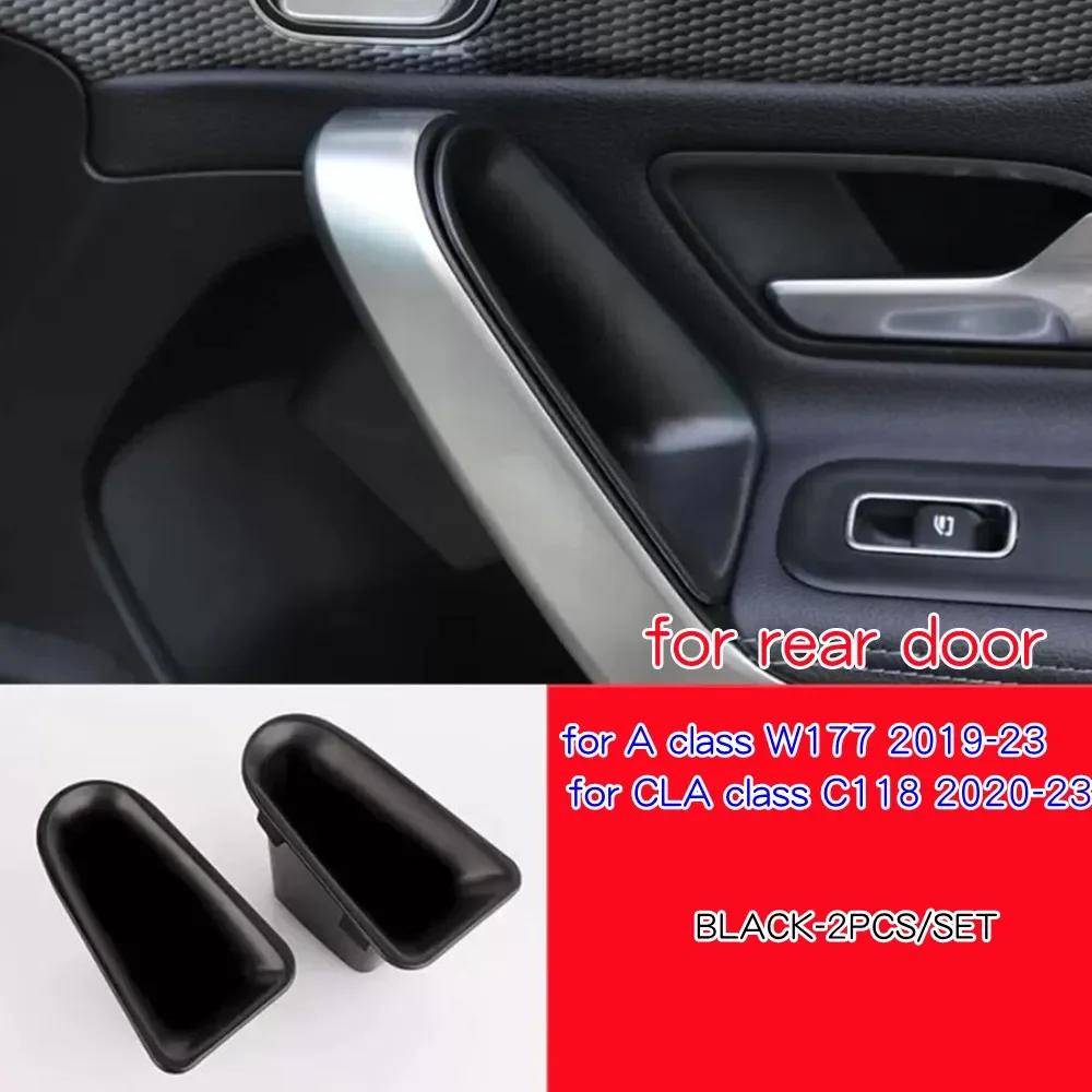 

For Mercedes Benz A CLA Class W177 C118 A200 -24 Black ABS Car Door Handle Storage Box Container Organizer Tray Holder Trim ABS Plastic rear