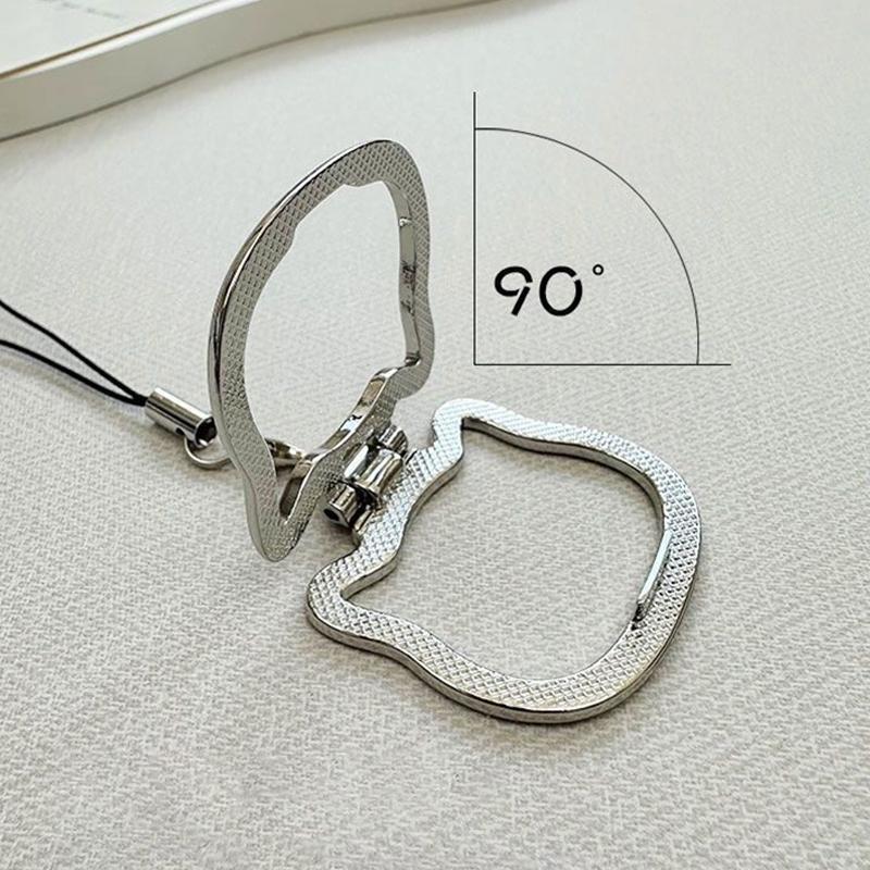 Šňůrka na mobilní telefon 2 v 1 Skládací držák na telefon Lanyard Přívěsek na klíče Stojánek Přenosný stojánek s roztomilým kočičím přívěskem