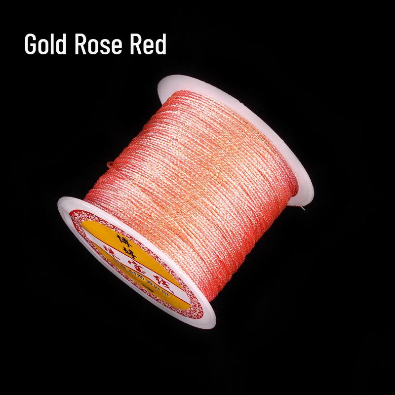 Handmade Red Lanyard Bracelet with Gold Iridescent Gimp Thread