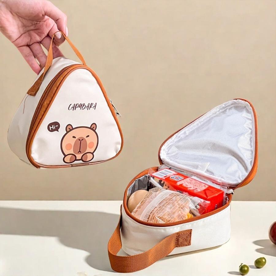 Cute Capybara Mini Oxford Insulated Lunch Bag Kid Student Portable Bento Box Storage Bag Waterproof Food Thermal Bag Cooler Bag