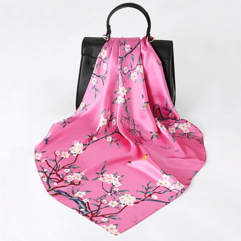 70*70cm Silk Feeling Brand Design Scarf Women Print Shawl Wrap Headkerchief Hijab Female Hair Hand Wrist Bandana Neck Tie