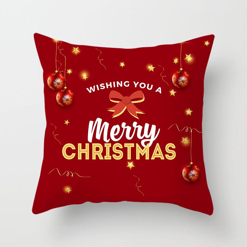 Merry Christmas Printed Pillowcase Christmas Style Cushion Cover Home Sofa Decor Throw Pillowcase