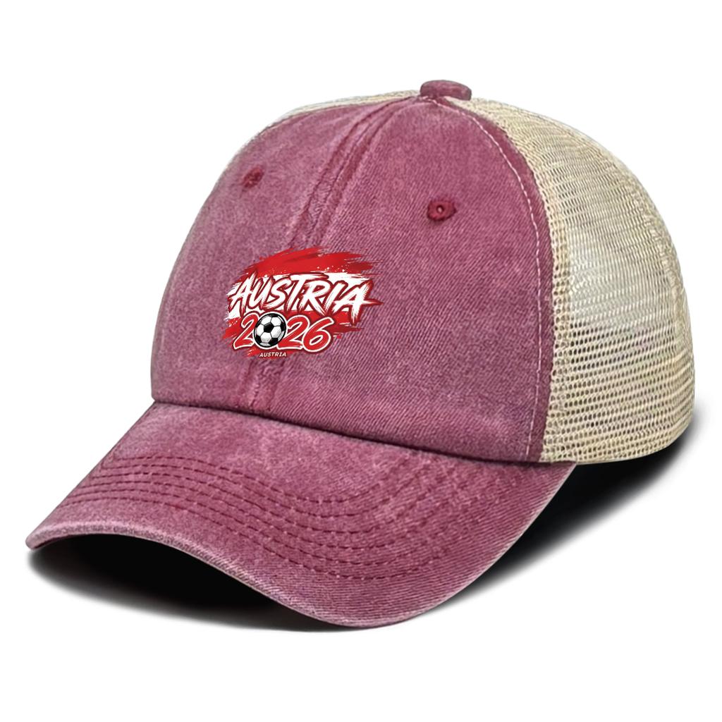 AUSTRIA Flag Printed Baseball Hat Adjustable Comfortable Slouchy Simple Mesh Cap For Women Street Style Tennis Cycle