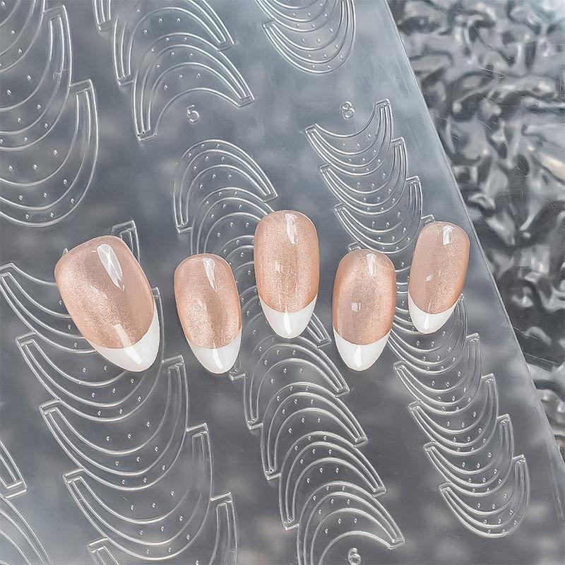 Transparent Hollow French Nail Stickers Spray Painting Stencil Patting Glue Adhesive Manicure Template Tool