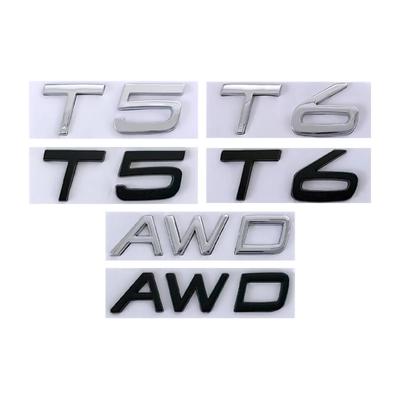 3D Metall T5 T6 AWD Bil Logotyp Bakre Bagagelucka Baklucka Märke Emblem Klistermärke för V/olvo XC60 XC90 S60 S80 S60L V40 V60