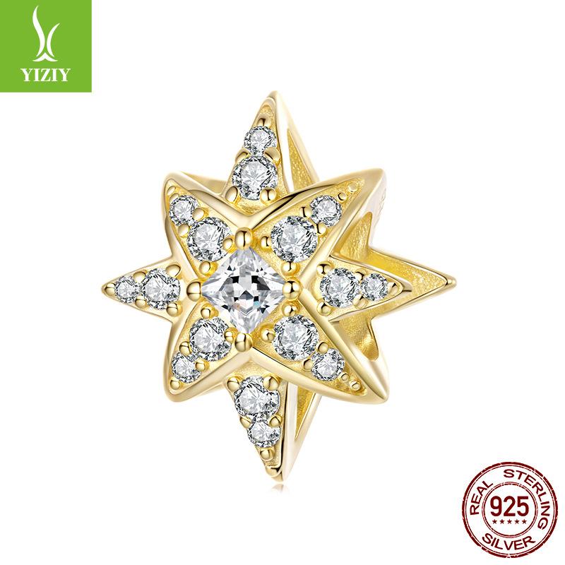 Full Of Zircon S925 Sterling Silver Mango Beads Accessories Classic Fashion Star Diy Beads