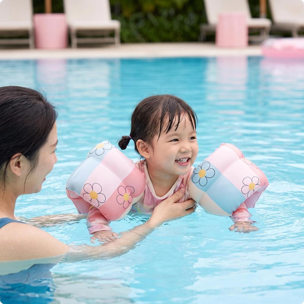 Inflatable Arm Floats Double Air Chamber Float Rings Thickened Swimming Armbands for Kids,
