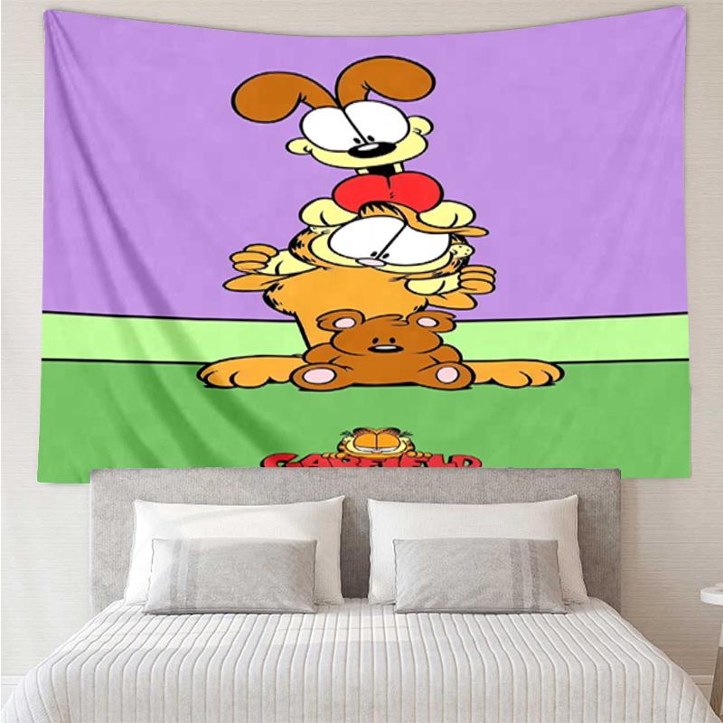Garfield Print Tapestry, Backdrop, Easy Setup, Ideal for Bedroom, Office & Living Room, with Aesthetic Wall Hanging Decor.
