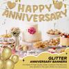Fulmoon Happy Anniversary Banner Glitter Happy Anniversary Decorations Wedding Party Banner Romantic Decorations No DIY Pre-strung for Wedding Party