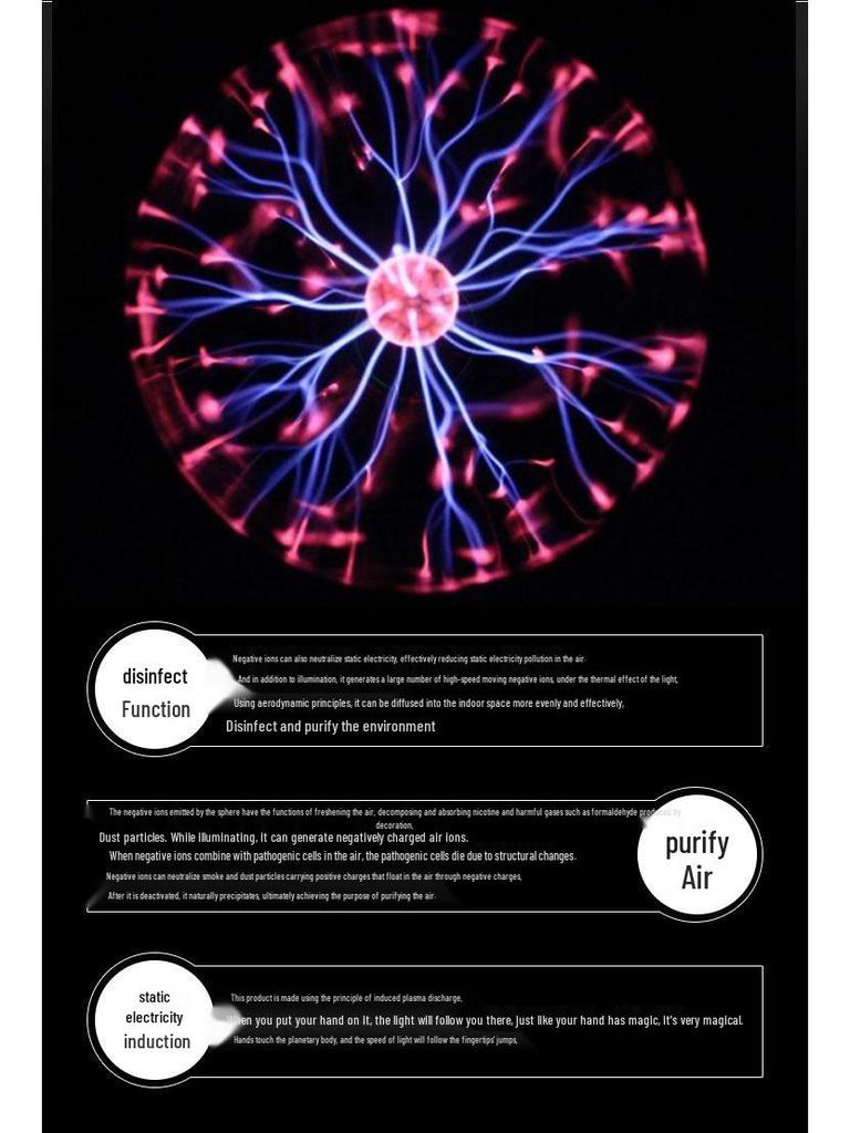 3" USB Electrostatic Lightning Ball Night Light 