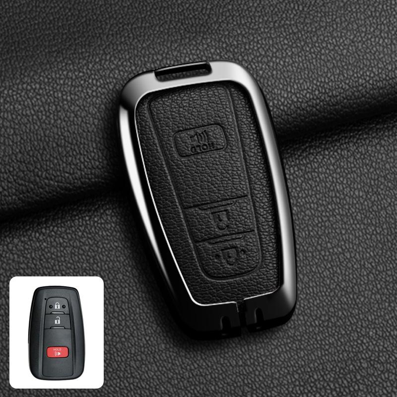 

Goat Leather Car Key Fob Cover Case Fob for Toyota Camry Avalon C-HR Prius Corolla GT86 Highlander RAV4 4Runner Prado 2018-2024