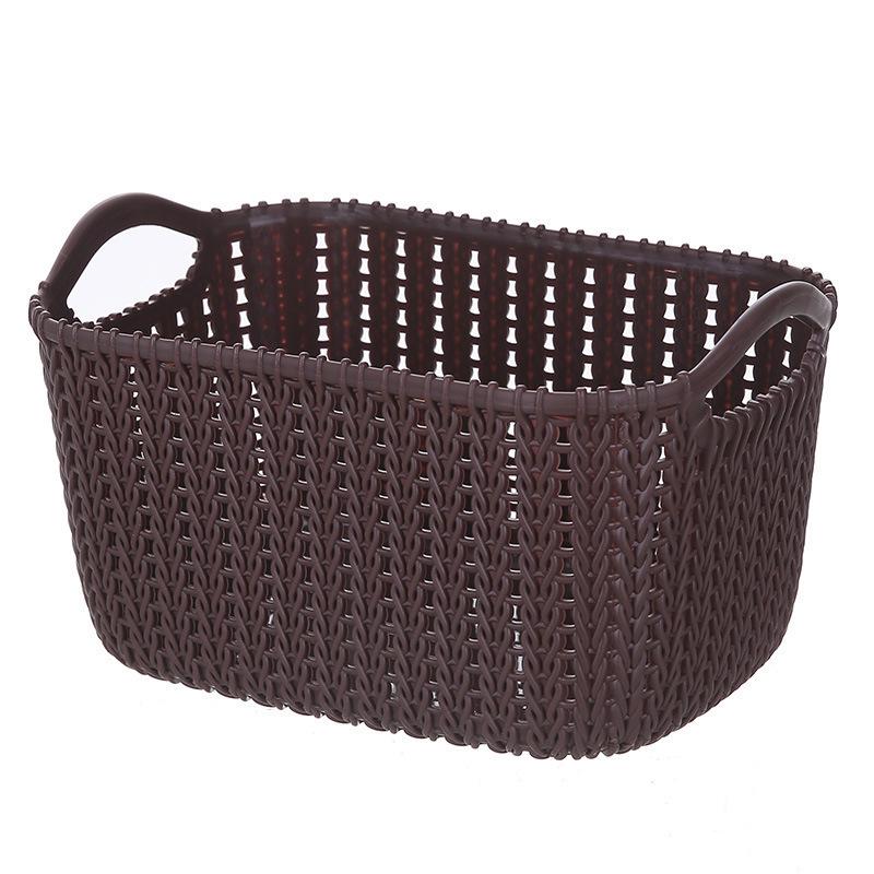 

Large Rattan-Style Storage Basket for Snacks, Cosmetics, and Bathroom Essentials