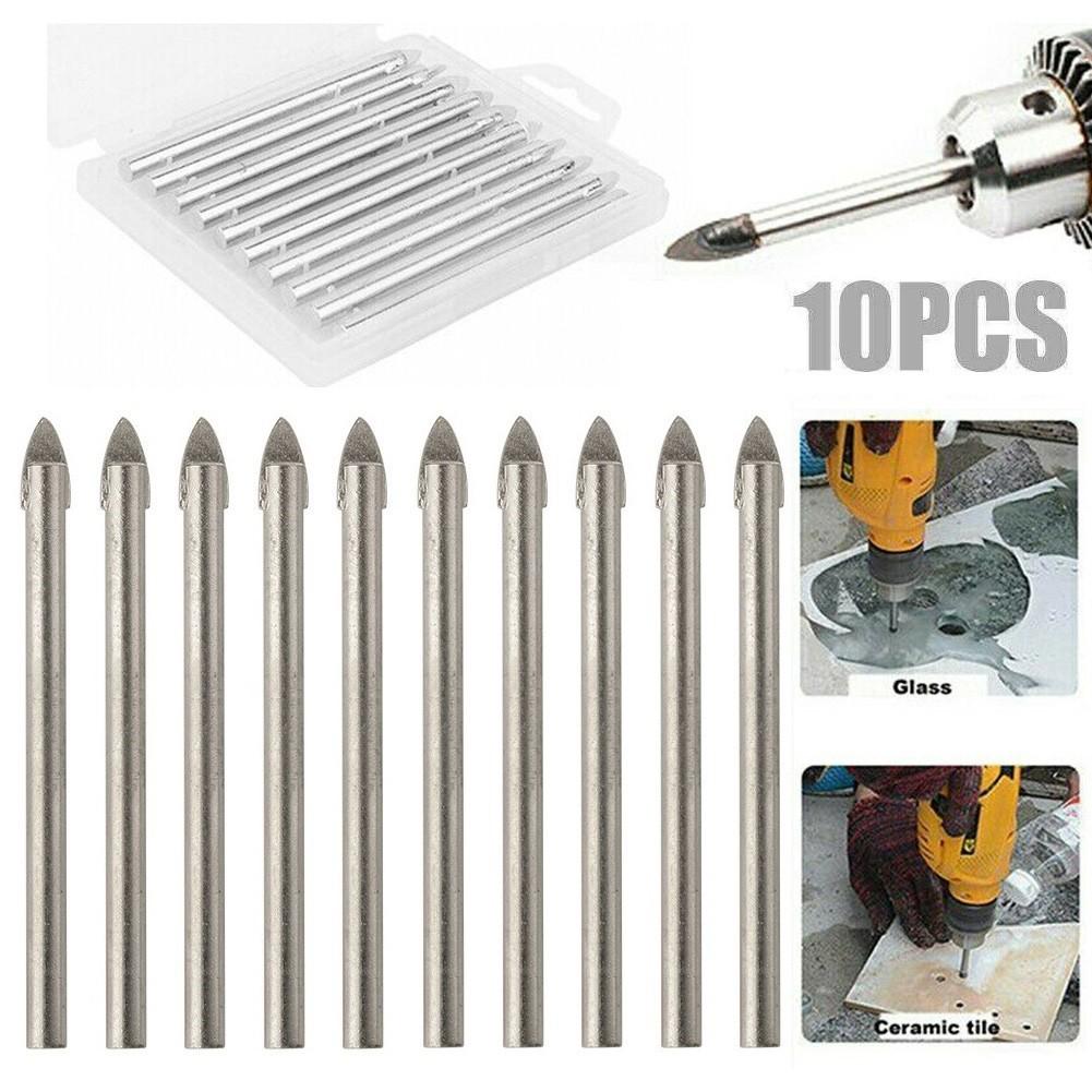 Set of 10 Ceramic Tile Glass Drill Bits with Carbide Head 6mm for Efficient Brick Granite and Tile Drilling Applications