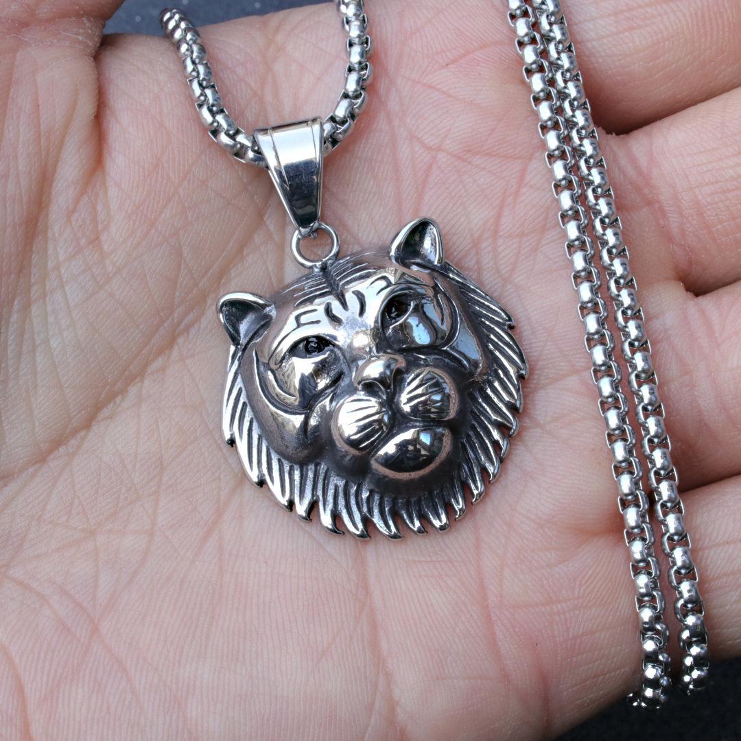 

Necklace Domineering Tiger Hip Hop Men Hiphop Animal Pendant 50CM(Necklace Size) срібний