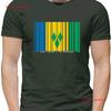 Saint-Vincent-et-les-Grenadines Style Code-barres Drapeau Unisexe T-shirt Drapeaux Vintage Confortable Respirant Graphique Polyvalent