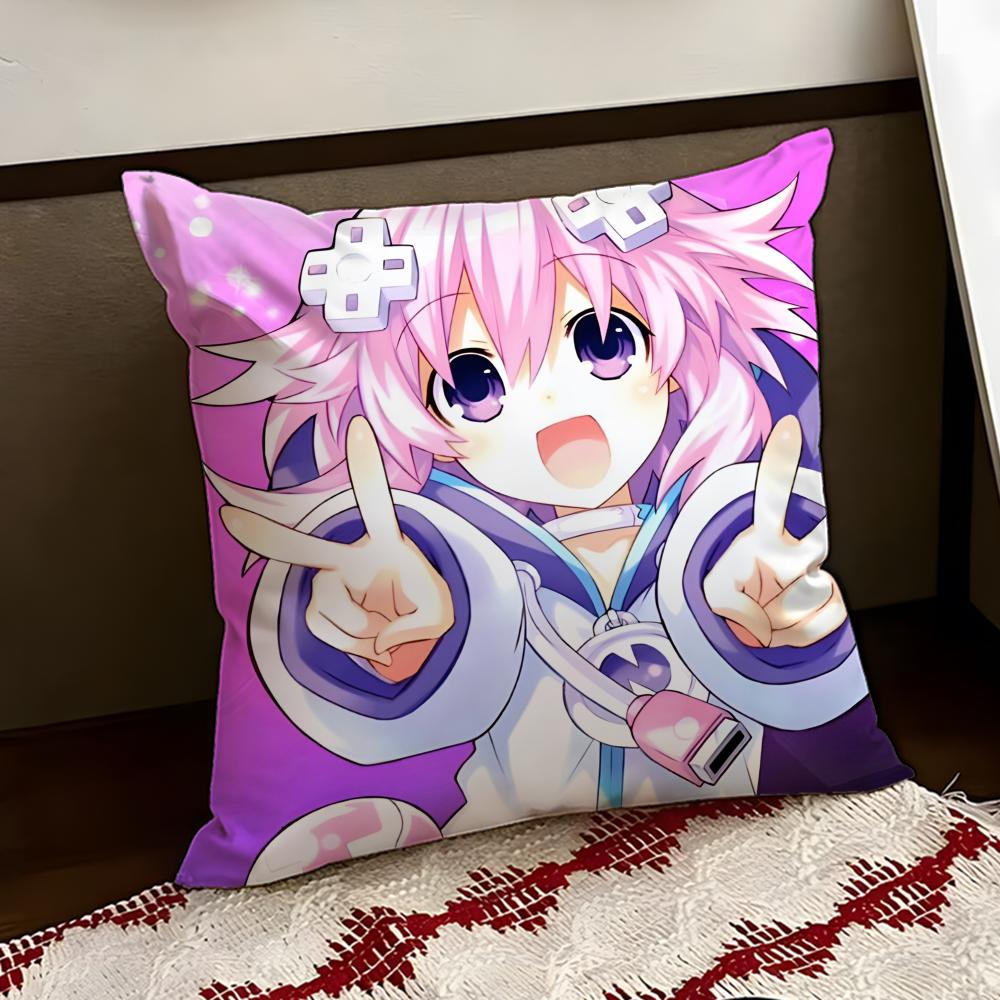 Hyperdimension Neptunia Cute Cushion Cover Reversible Soft Durable Pillow Cover Home Car MultiScene Use for Daily Comfort