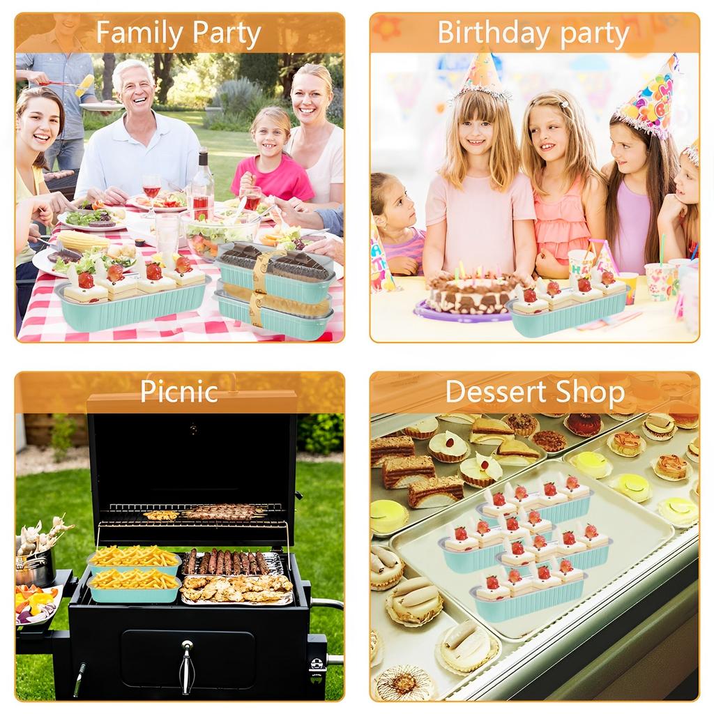 50Pcs Mini Loaf Pans with Lids and Spoons Cake Pans Aluminum Foil Baking Pan Bread Container Heat-Resistant Cake Mold for Party