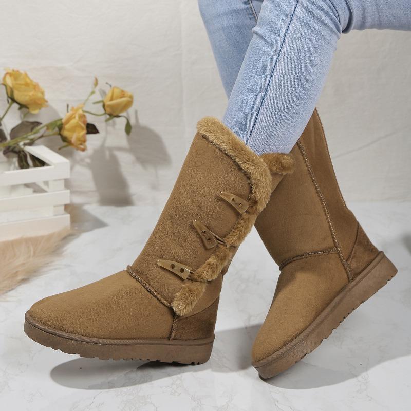 Big Size Long Snow Botas Women 2024 Winter Platform Casual Cotton Shoes Women Flat Comfortable Brown Warm Boots Botines Mujer