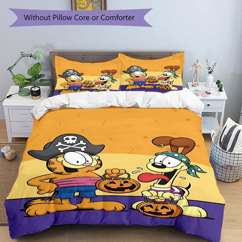 

3pcs Halloween Garfield and Odie Bedding Set, Including, Without Filling, Soft and Comfortable Home Bedroom.H044 135x200cm
